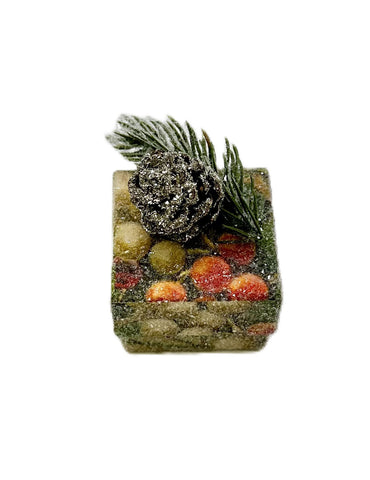 Berries with Pine Needles Ring Box - Earthy Tones