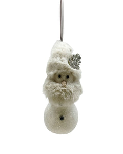 Snowman Ornament -  Dove Channeled Fur
