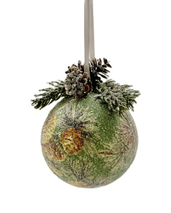 Pine Bauble Ornament - Decoupage, Small, Green