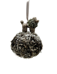 Norton Poodle on a Pouf Ornament - Mocha, Ash Fur