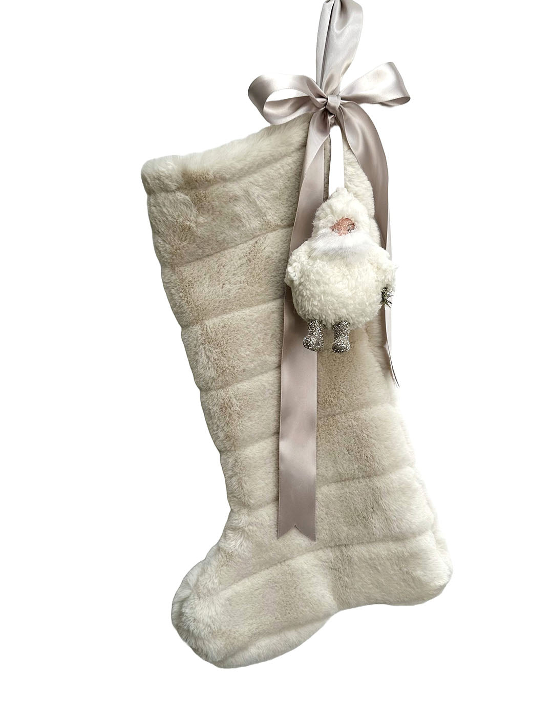 Grand Stocking with Santa - 20" Channeled Dove Fur