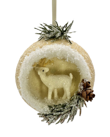 Deer Peek-A-Boo Ornament - Small, Gold