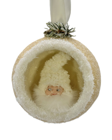 Santa Peek-A-Boo Santa Ornament - Large, Gold