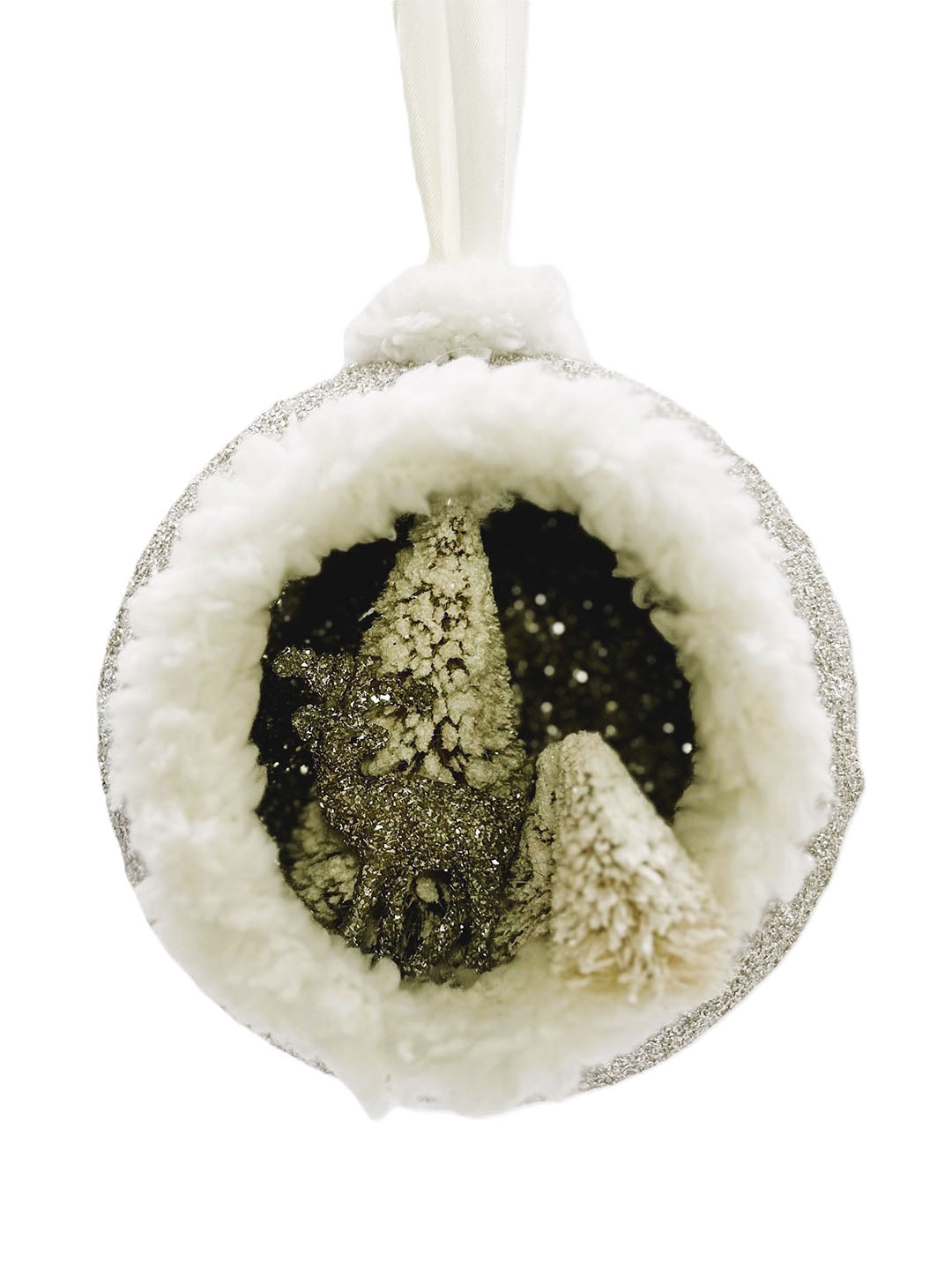 Peek-A-Boo Ornament with Deer, Silver, Large