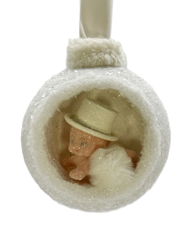 Baby with Cream Hat Peek-A-Boo Ornament - Large, White