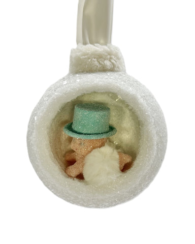 Baby with Turquoise Hat Peek-A-Boo Ornament - Large, White