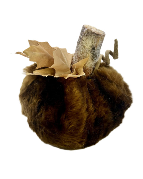 Iced Fur Pumpkin with Maple Leaf - Small, Beaver