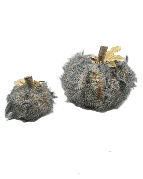 Iced Pumpkin - Large, Gray Owl Fur