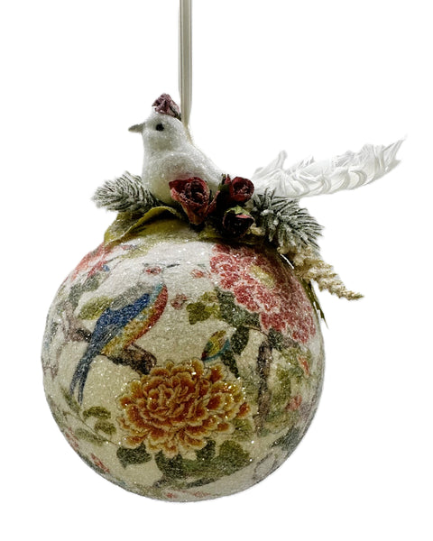 Bauble with Bird - Pine Chinoserie
