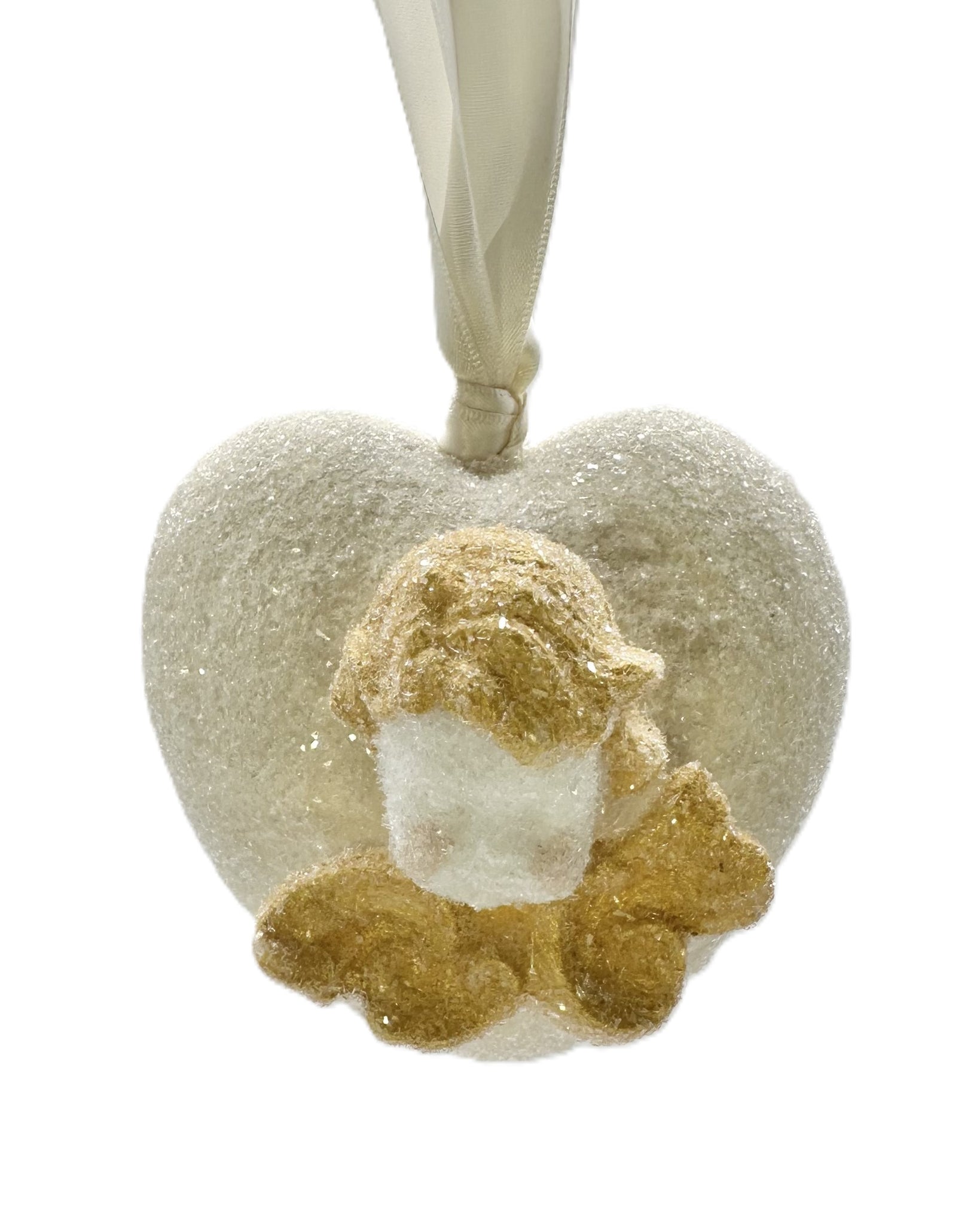 Cherub Heart Ornament - Gold