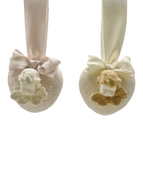 Cherub Heart Ornament - Pink