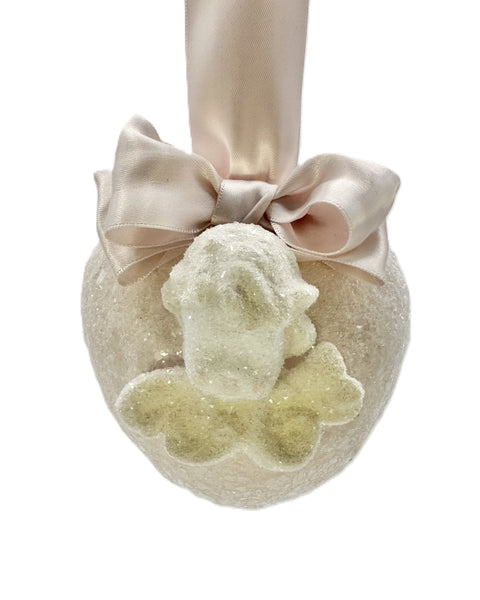 Cherub Heart Ornament - Pink