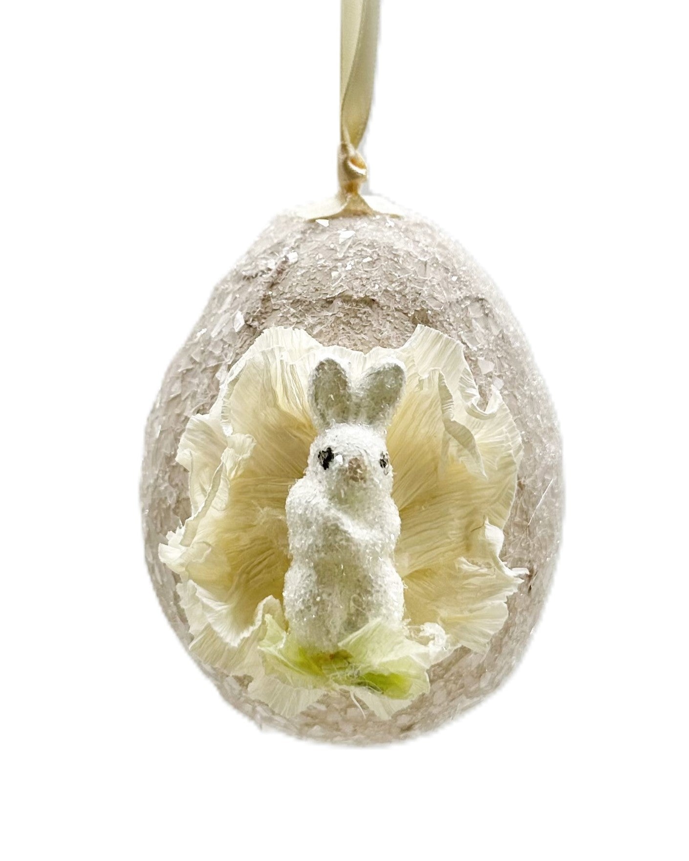 Egg Ornament with Bunny - Blush