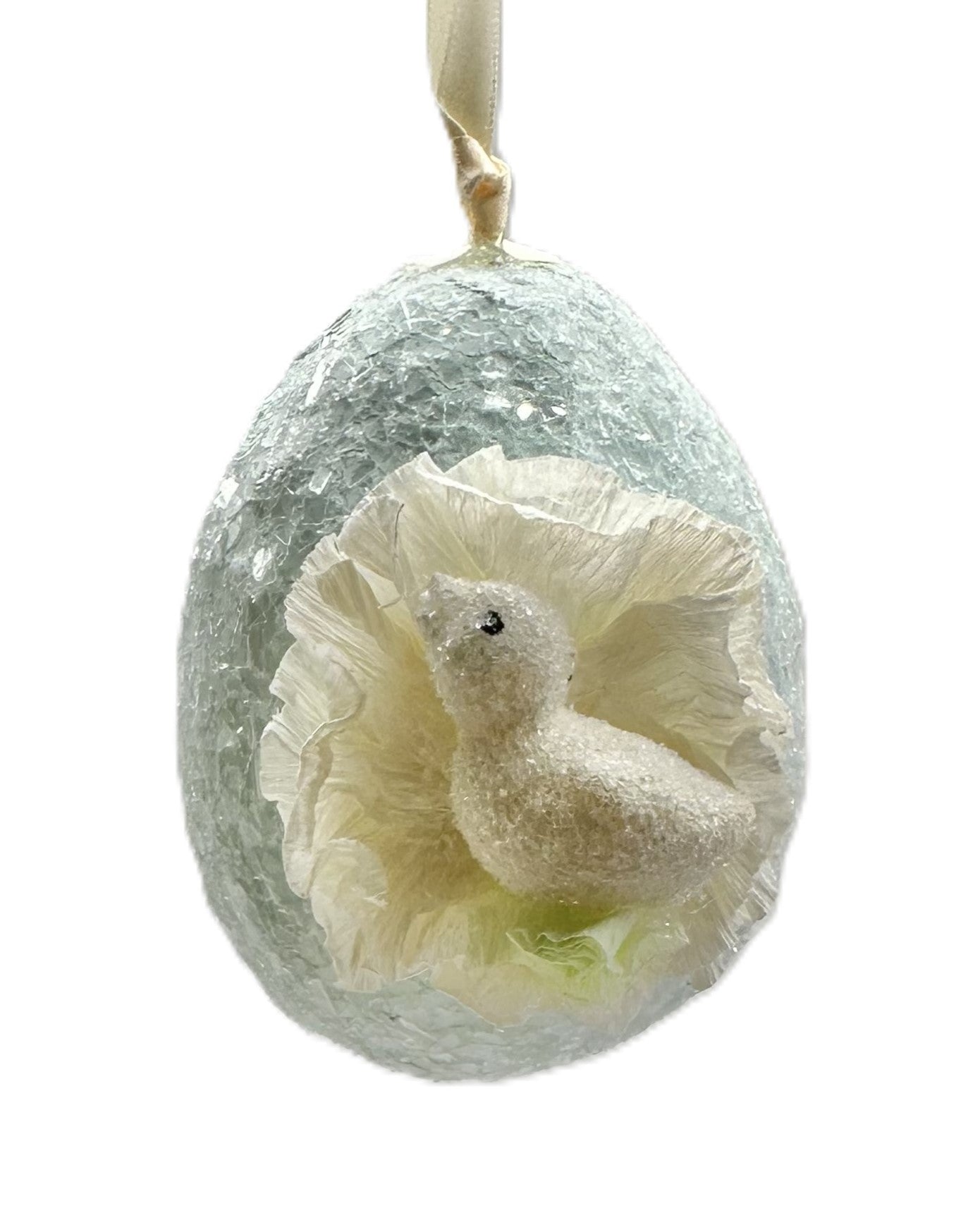 Egg Ornament with Rabbit - Sky Blue