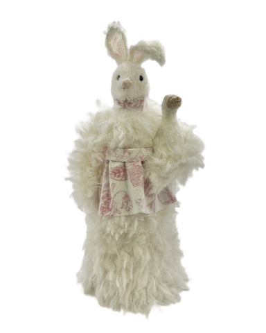 Maly Rabbit with Goose - Pink Toile, Shaggy Cream