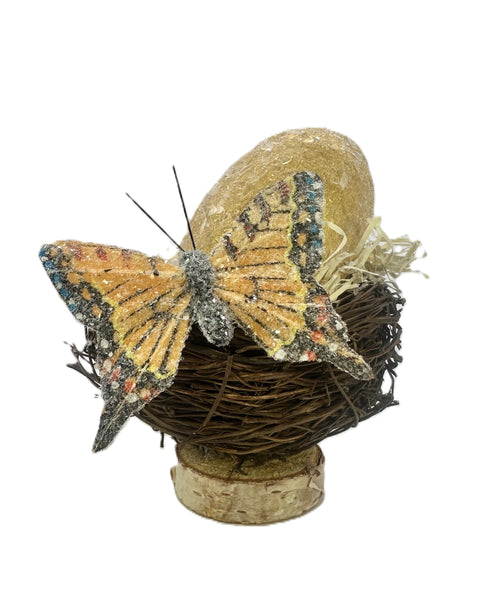 Nest with Egg and Butterfly - Gold