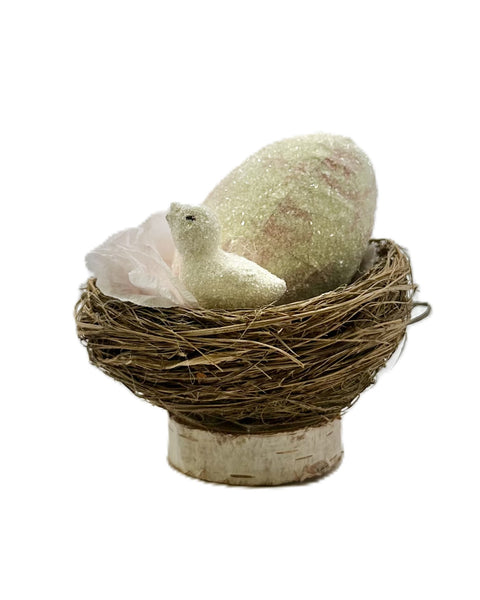 Nest with Egg & Bunny - Pink Rococo