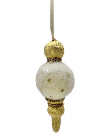Finial Ornament - Cream & Gold