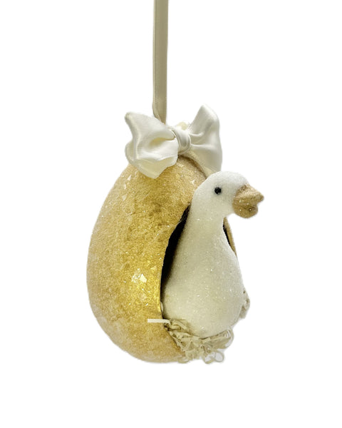 Goose Peek-A-Boo Egg Ornament - Gold