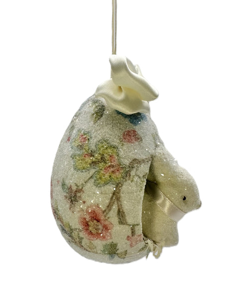 Peek-A-Boo Egg with Jacobean Bunny Ornament - Multi-color
