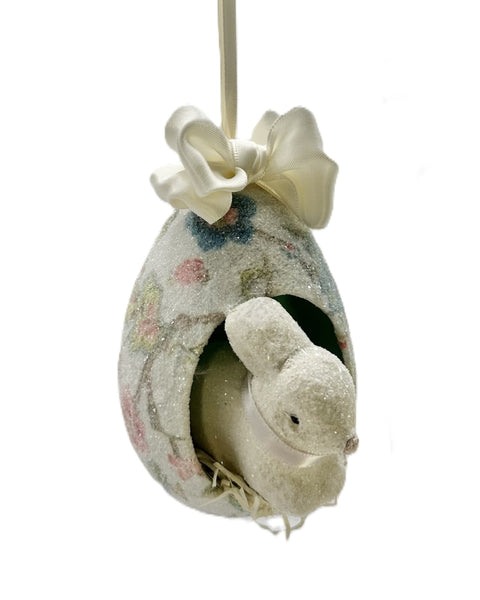 Peek-A-Boo Egg with Jacobean Bunny Ornament - Multi-color