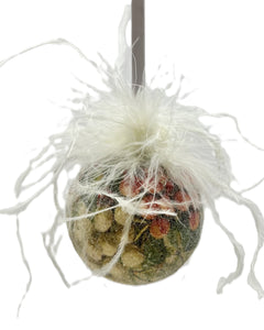Decoupaged Berries Bauble Ornament - Mini, Ostrich Feathers