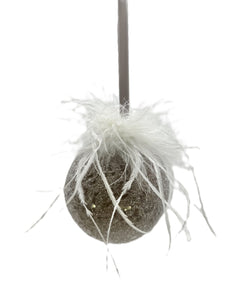Bauble Ornament, Mini - Mocha, Ostrich Feathers
