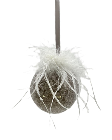Bauble Ornament, Mini - Mocha, Ostrich Feathers