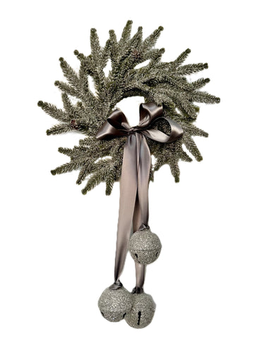 Pine Wreath with Bells - Silver