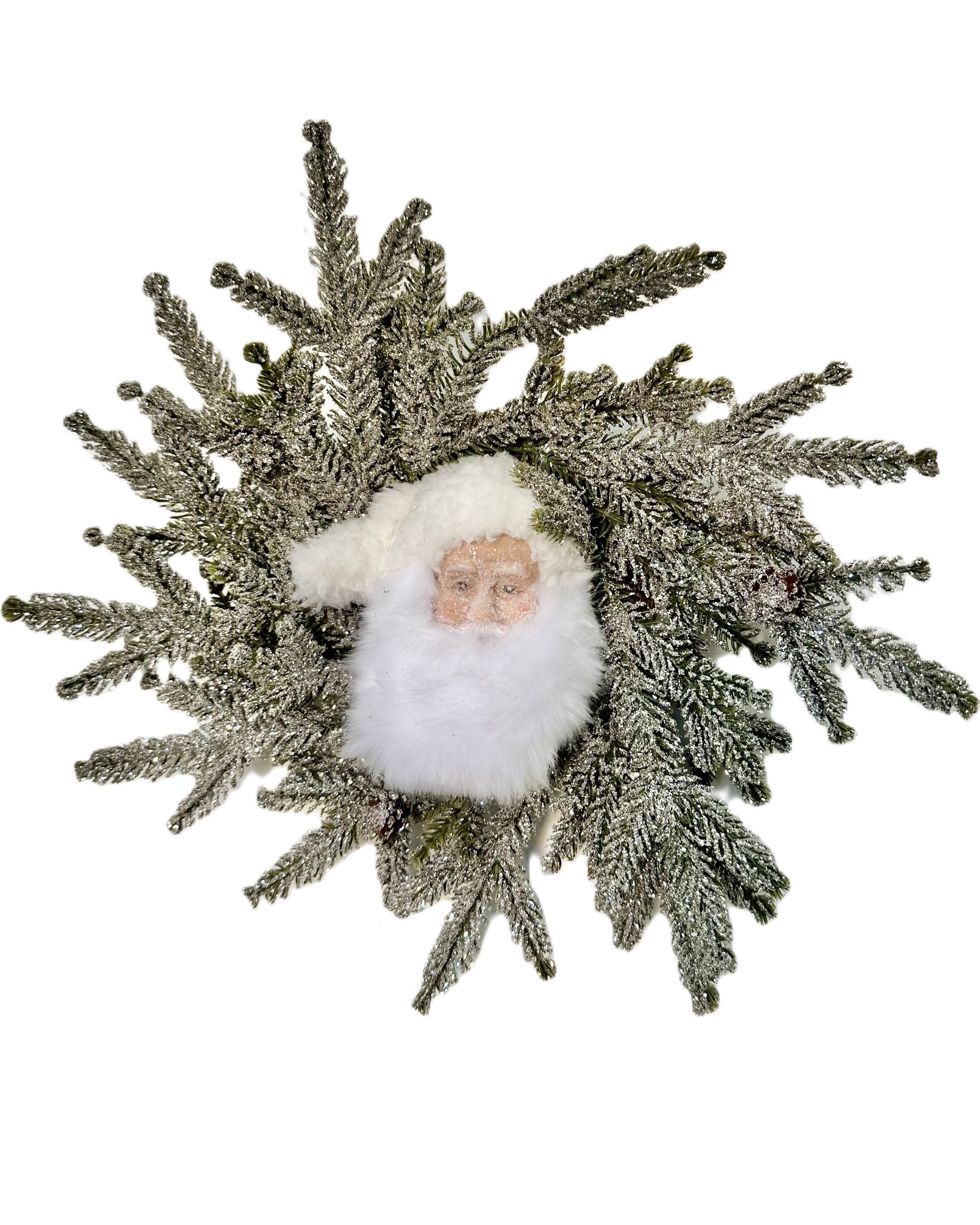 Pine Wreath with Santa - Silver