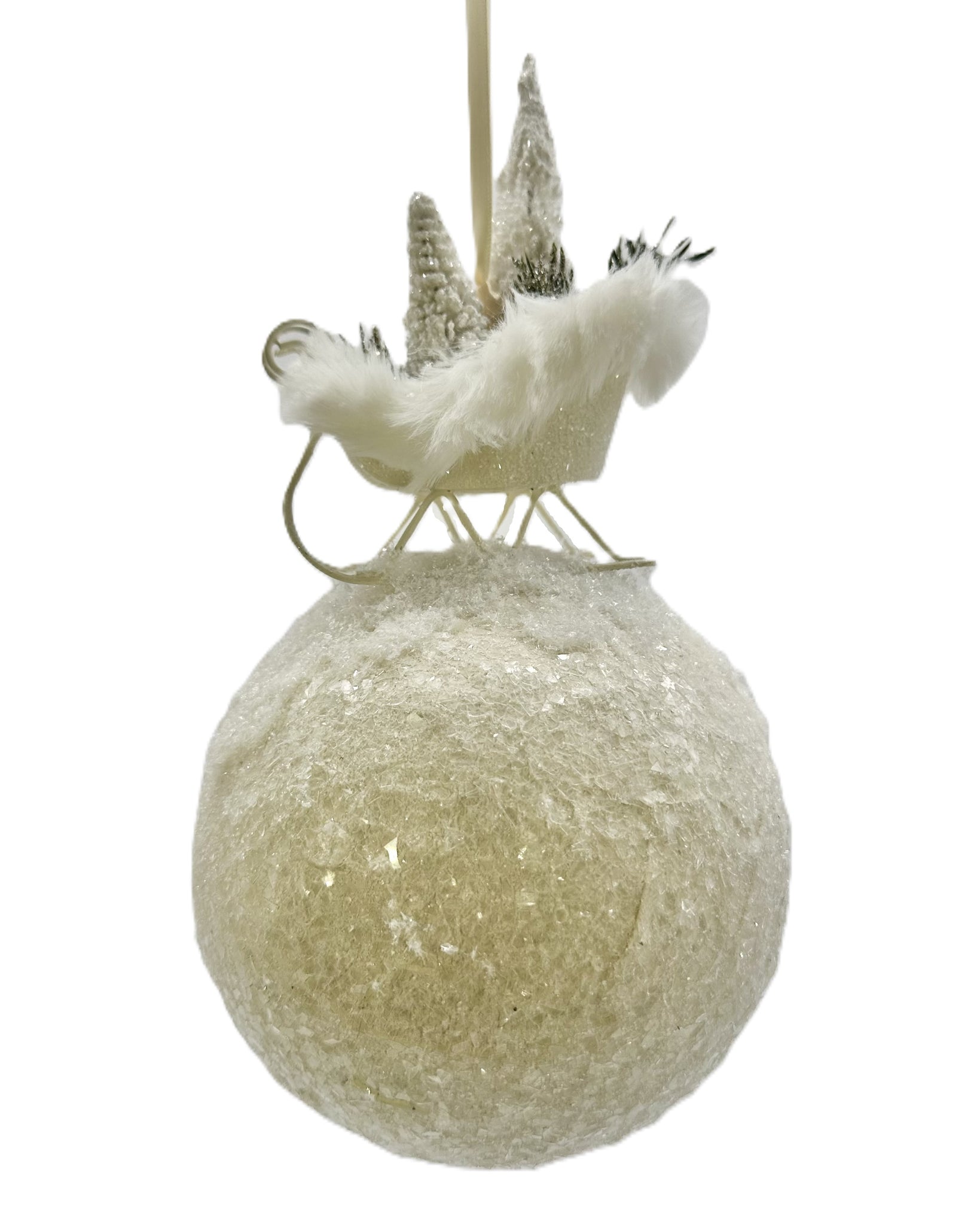 Bauble with Sleigh Ornament - Cream