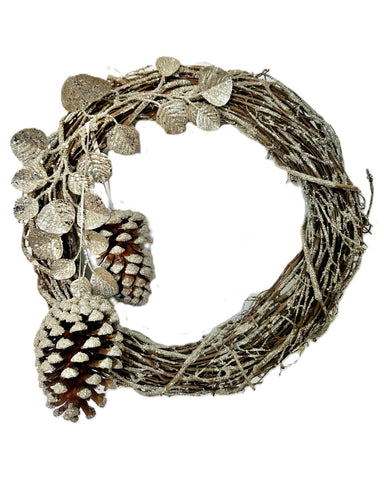 Twig 18" Wreath - Silver