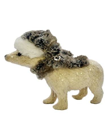 Polar Bear with Hooded Scarf - Rabbit Fur
