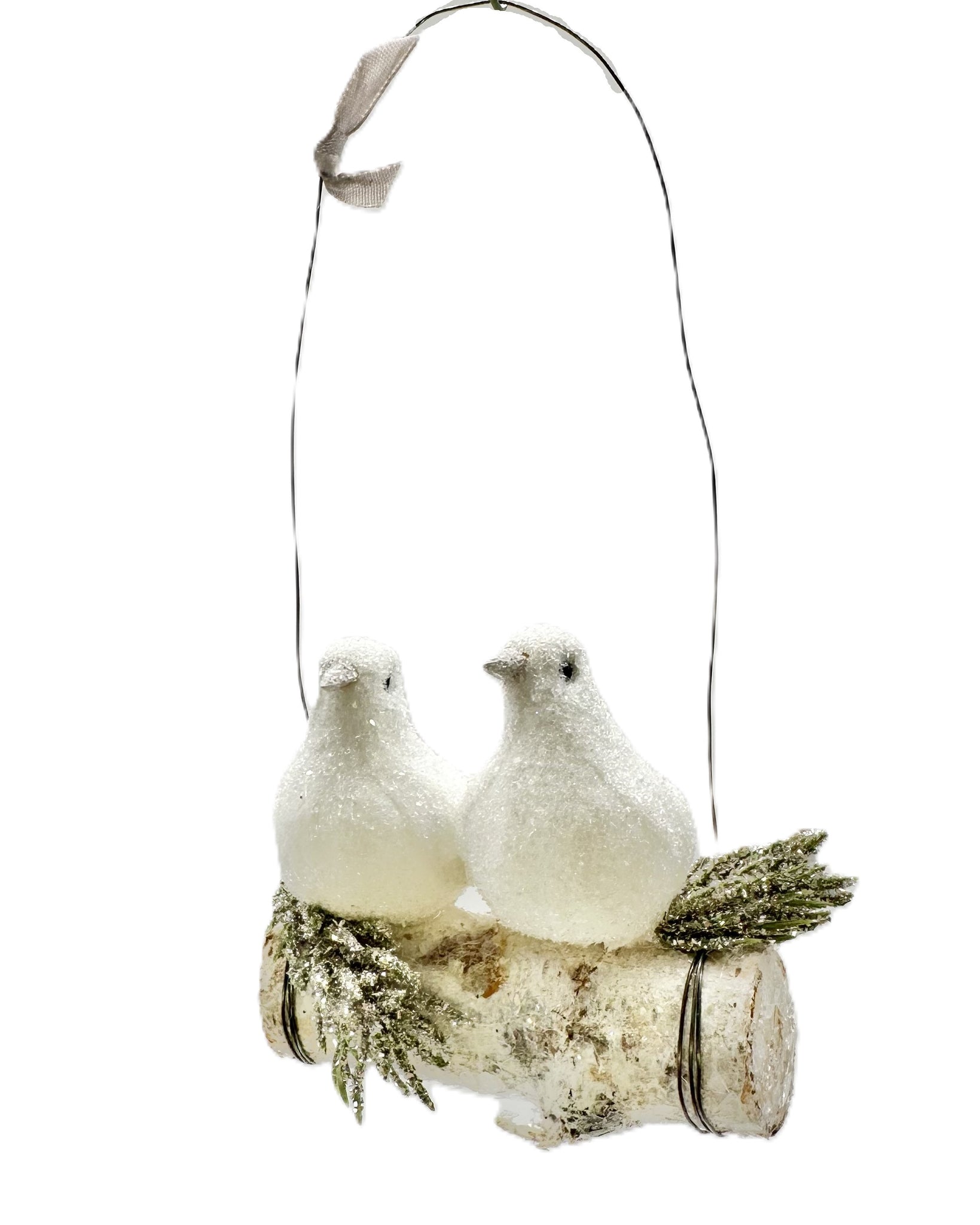 Love Birds on Log Ornament -