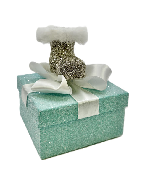 Santa Boot Box - Square, Turquoise