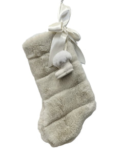 Stocking with Santa Boot - Small, Channeled Dove Fur