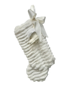 Stocking with Santa Boot - Small, White Charleston Fur