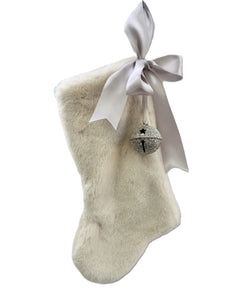 Stocking with Jingle Bell - Small, Mushroom Fur