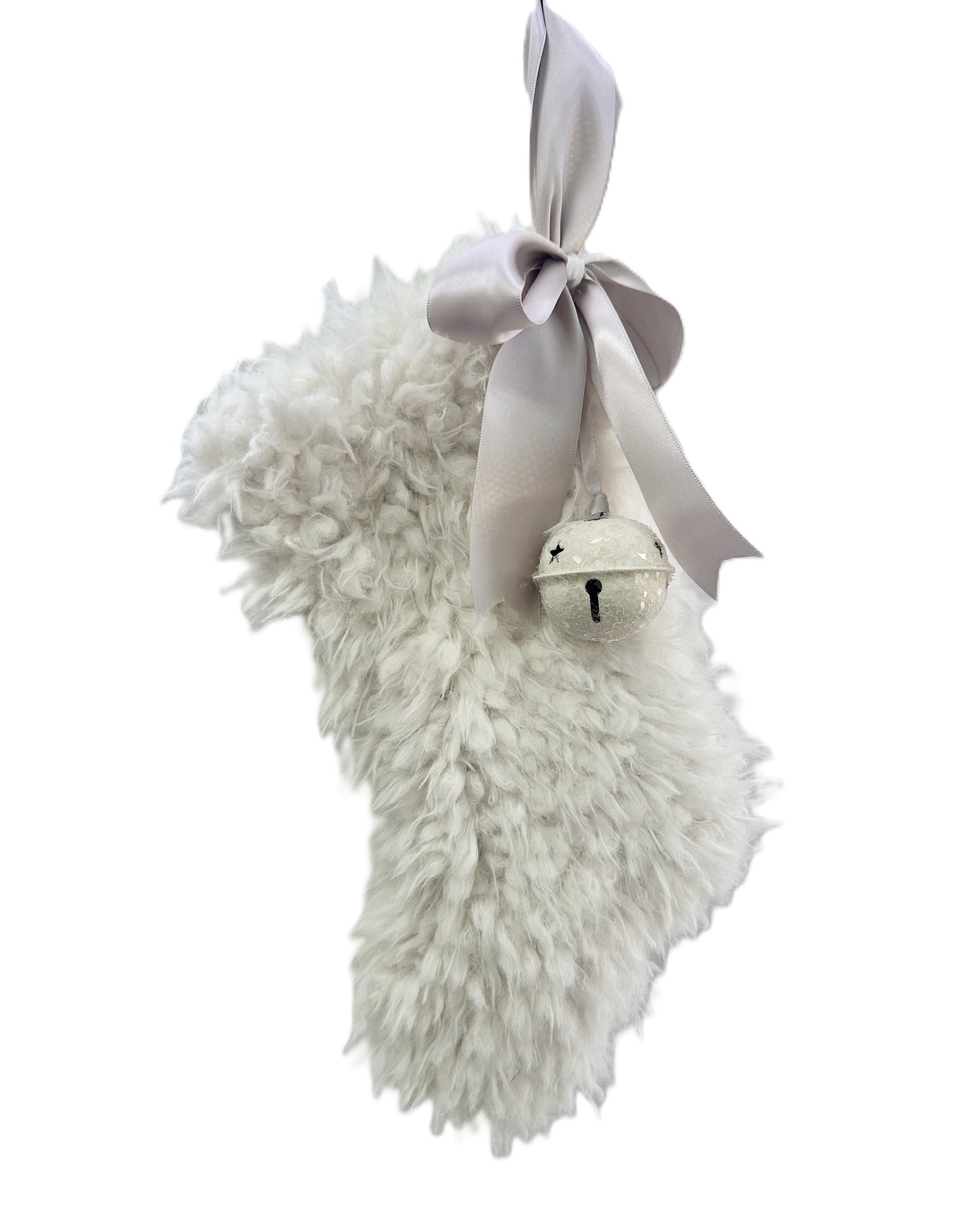 Stocking with Jingle Bell - Small, Shaggy Fur