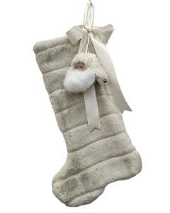 Grand Stocking with Santa - Large, Channeled Dove Fur