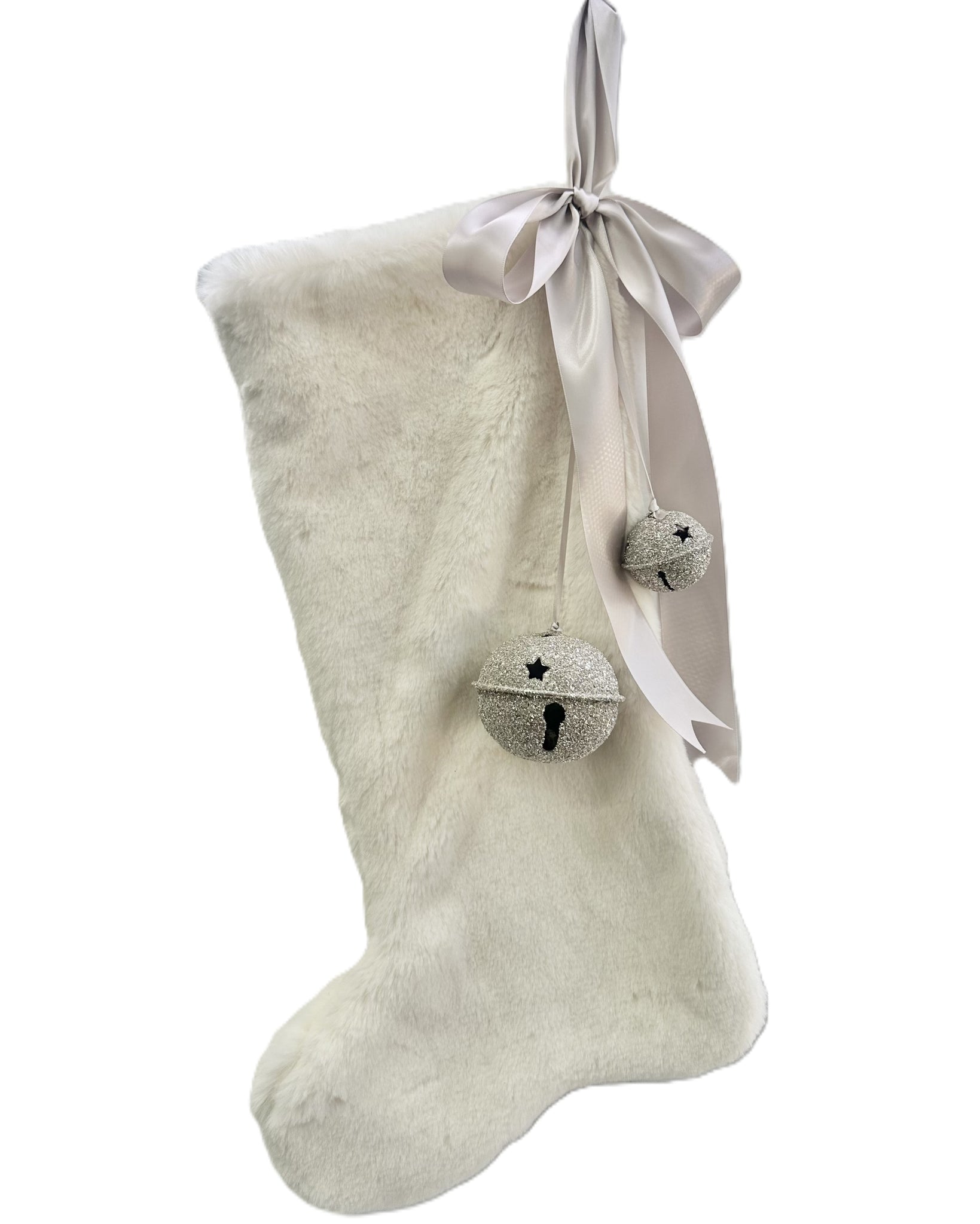Grand Stocking with Bells - Ivory Fur