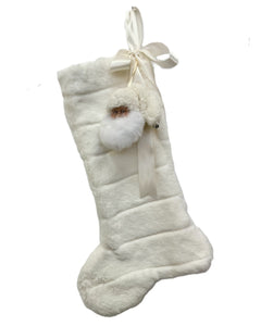 Grand Stocking with Santa - Channeled Ivory Fur