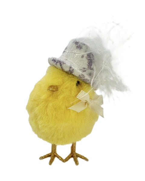 Chick with Purple Chinoserie Hat - Yellow