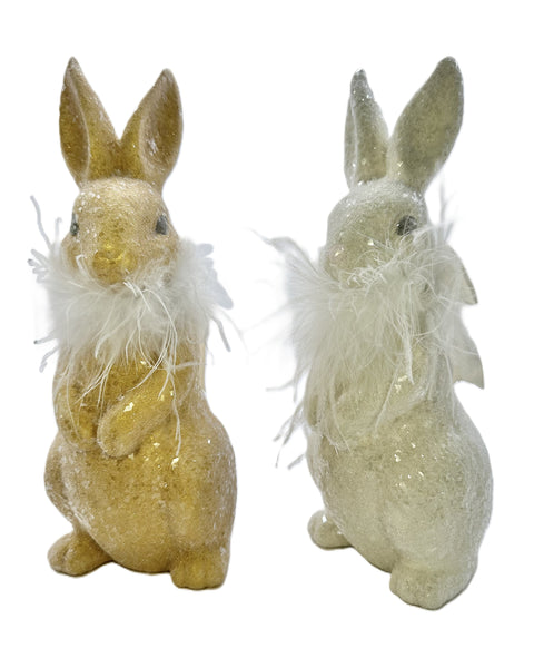 Jackson Rabbit with Ostrich Boa - Cream