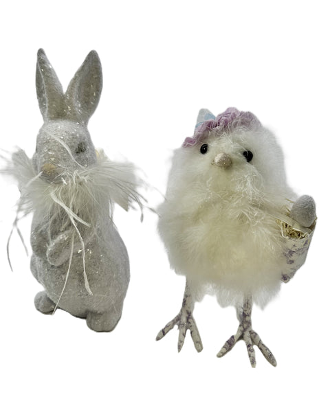 Jackson Rabbit with Ostrich Boa - Thistle