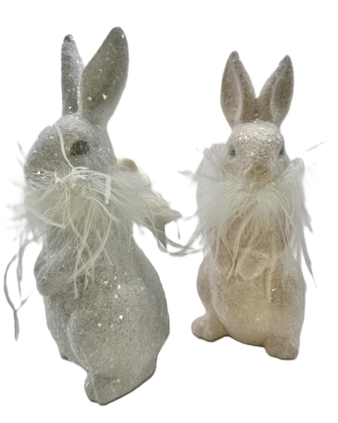 Jackson Rabbit with Ostrich Boa - Thistle