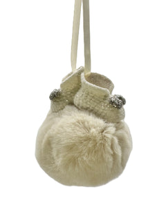 Pouf with Booties - Cream & Mushroom Fur