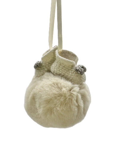Pouf with Booties - Cream & Mushroom Fur