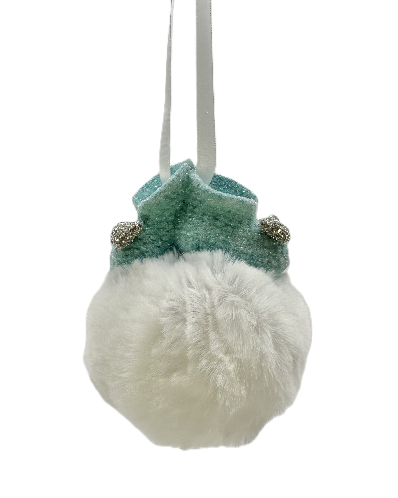 Pouf with Booties - Turquoise, White Fur