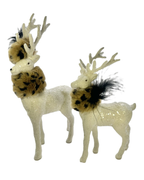Prancer with Scarf - Cream, Leopard Fur